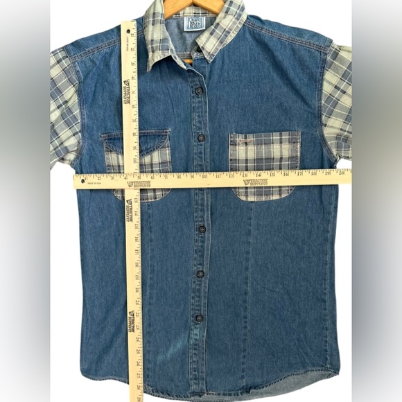 NWT Vintage Canyon River Blues Plaid Checkered Cotton Denim ButtonUp Long Sleeve - Picture 3 of 5